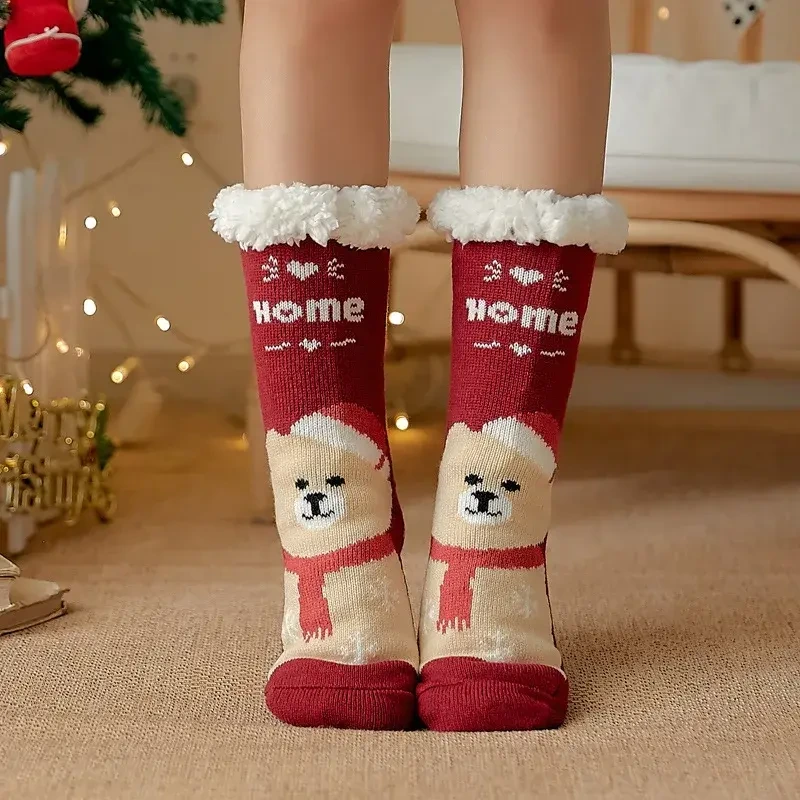 Custom Anti-Slip Winter Home Socks for Women Men Kids 1