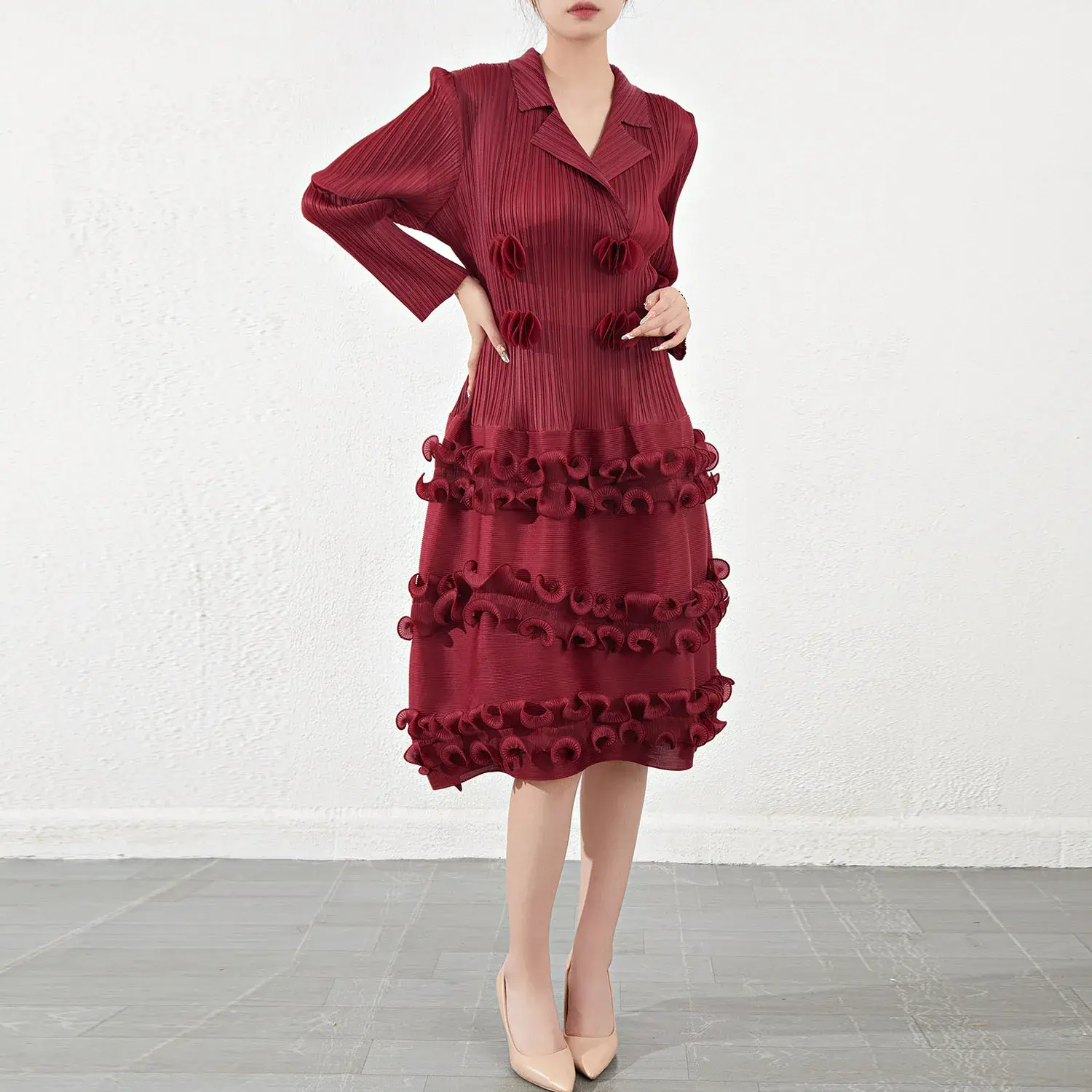 Gold Pleated Gown Chinese Clothing Manufacturers by Pleats Clothing 4