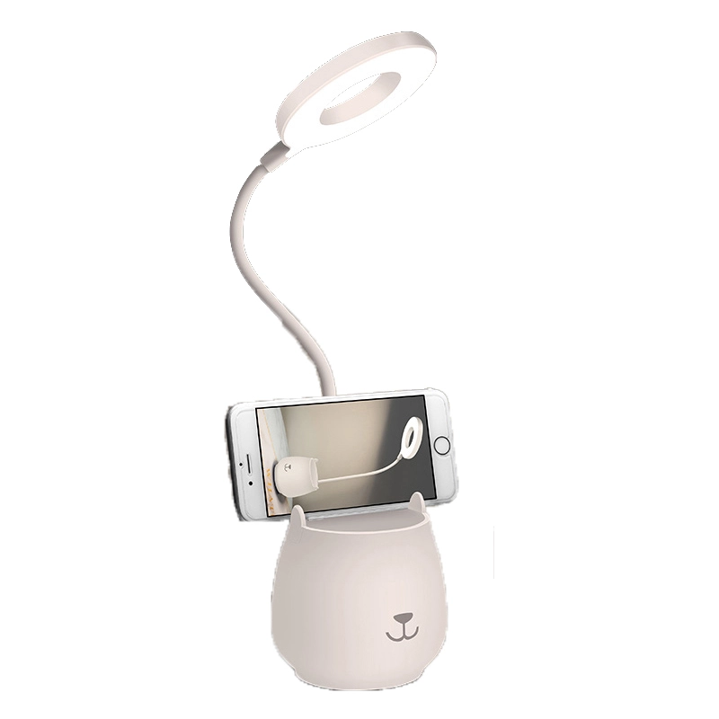 Gl-172c Flexible Plug In Eyeshield No Blue Light Dimmable Led Night Light Table Desk Lamp With Pen Holder For Bedroom Reading 1