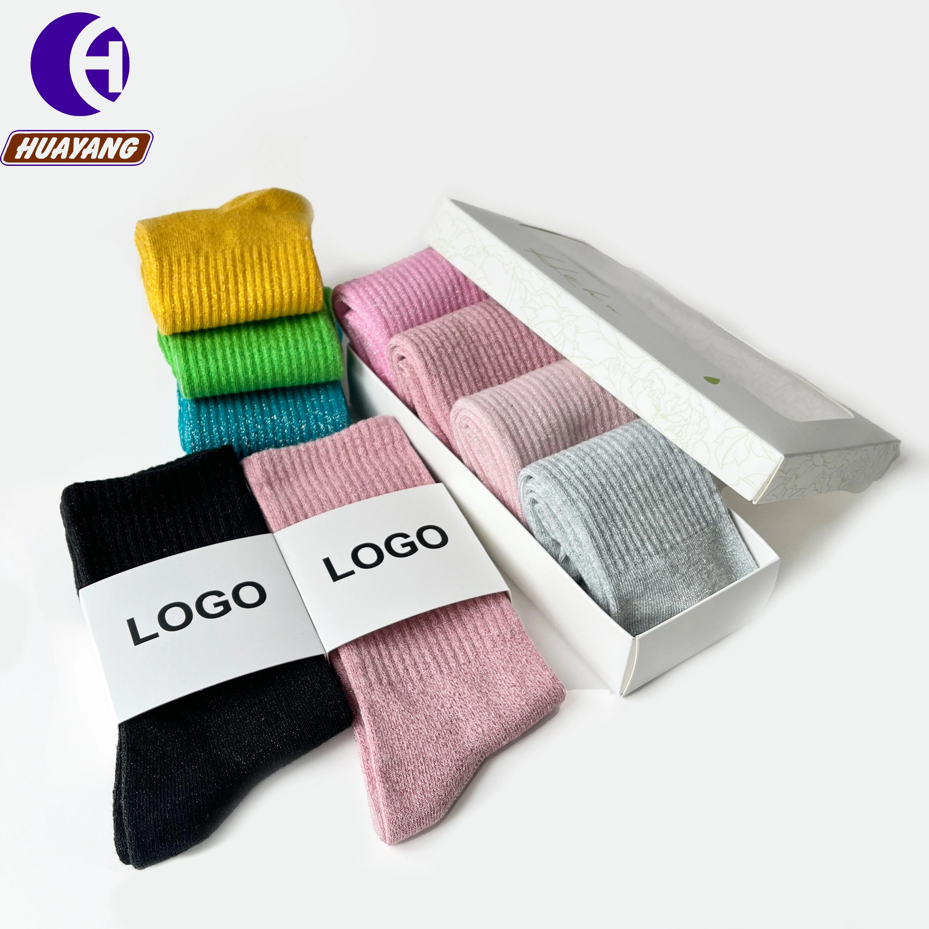 Cotton and Lurex Crew Style Shiny Socks for Adults - Customizable Size 1