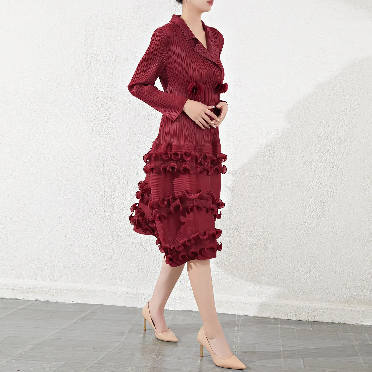 Gold Pleated Gown Chinese Clothing Manufacturers by Pleats Clothing 5