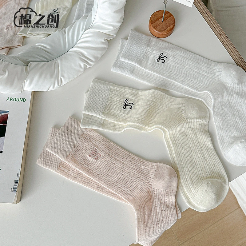 Summer Crew Length Breathable Sustainable Cotton Socks 1