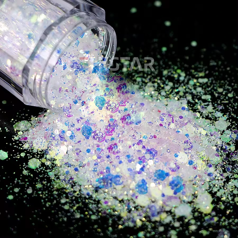 Pigment Supplier Wholesale 1kg Bulk Mixed Powder High Brightness Rainbow Chunky Glitter Hair Face Body Nail Art Glitter Makeup 1