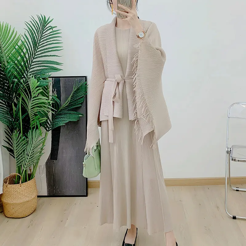 Long Sleeve Pleated High Neck Gown Accept Customized Color - - Pleats Clothing 4