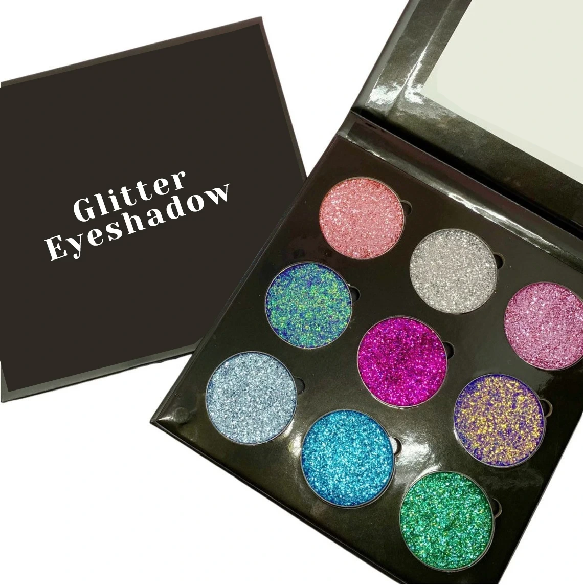 Custom Your Own Brand Vegan Makeup Pressed Glitter Eyeshadow Palette 1