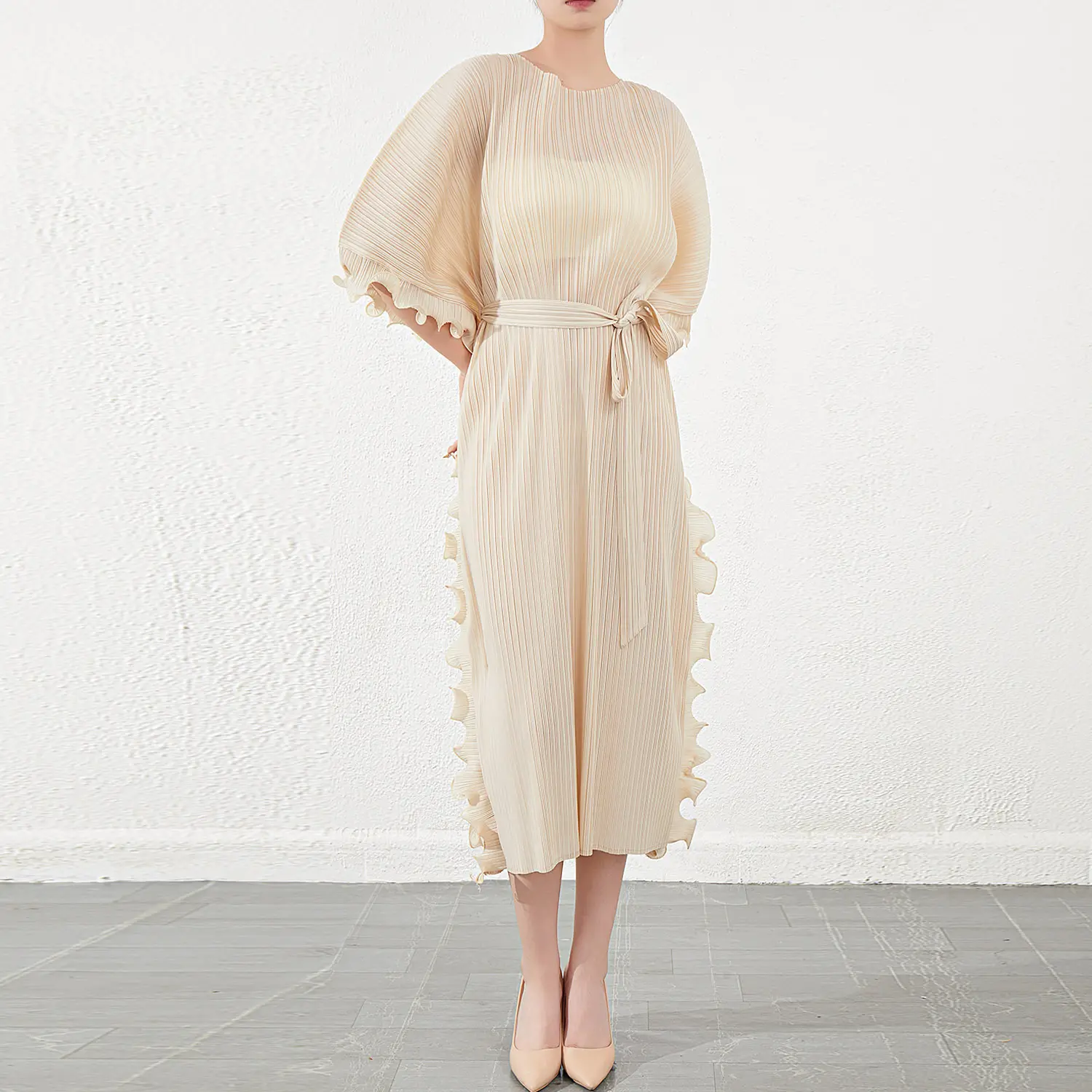 Sleeveless Pleated Gown Optional (You Can Buy Samples to Check the Quality Before Placing an Order) - - Pleats Clothing 7