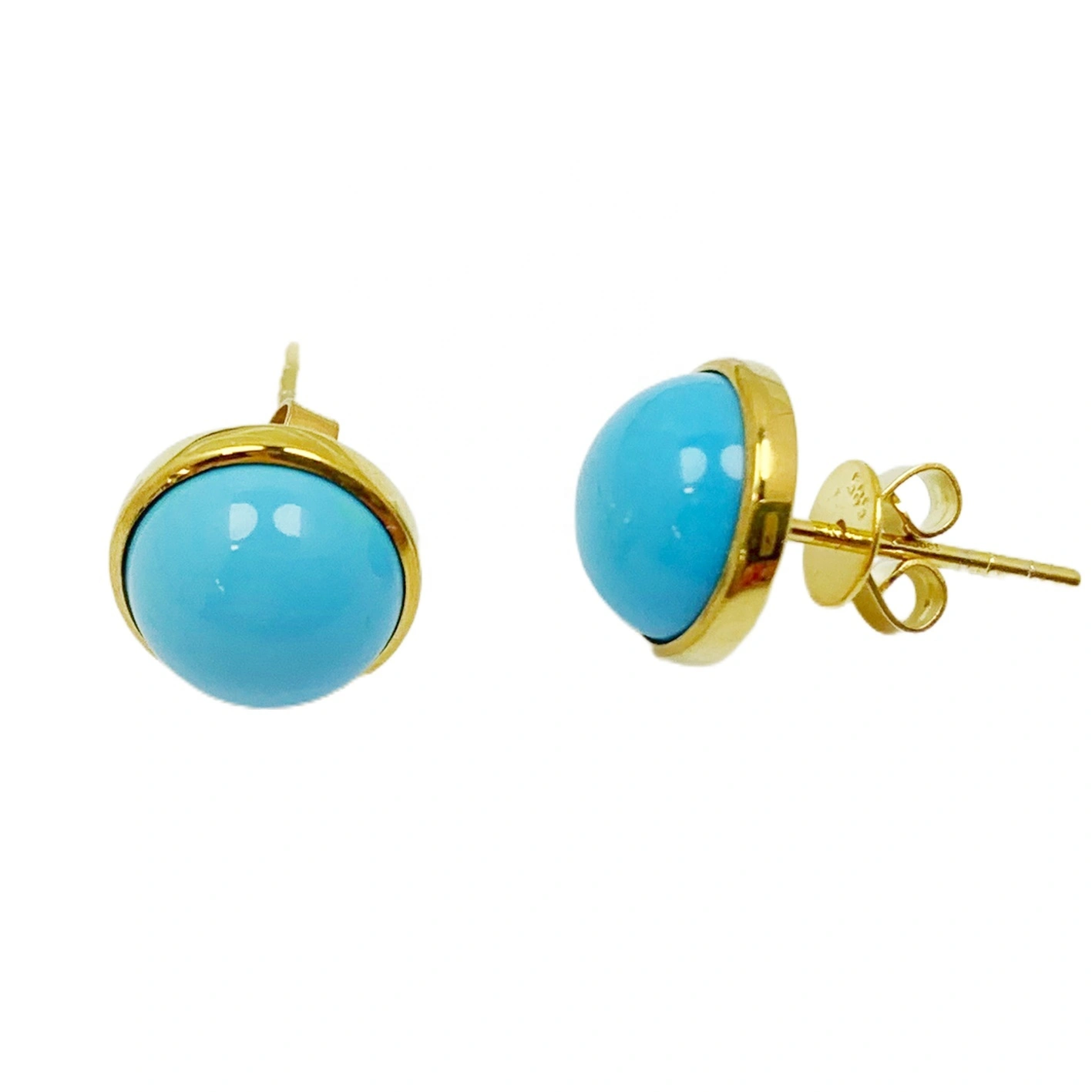 14k Gold Electrolysis 18k Gold Sleeping Beauty Mine Natural Electrolytic Turquoise Round Earrings Jewelry Accessories For Women 1