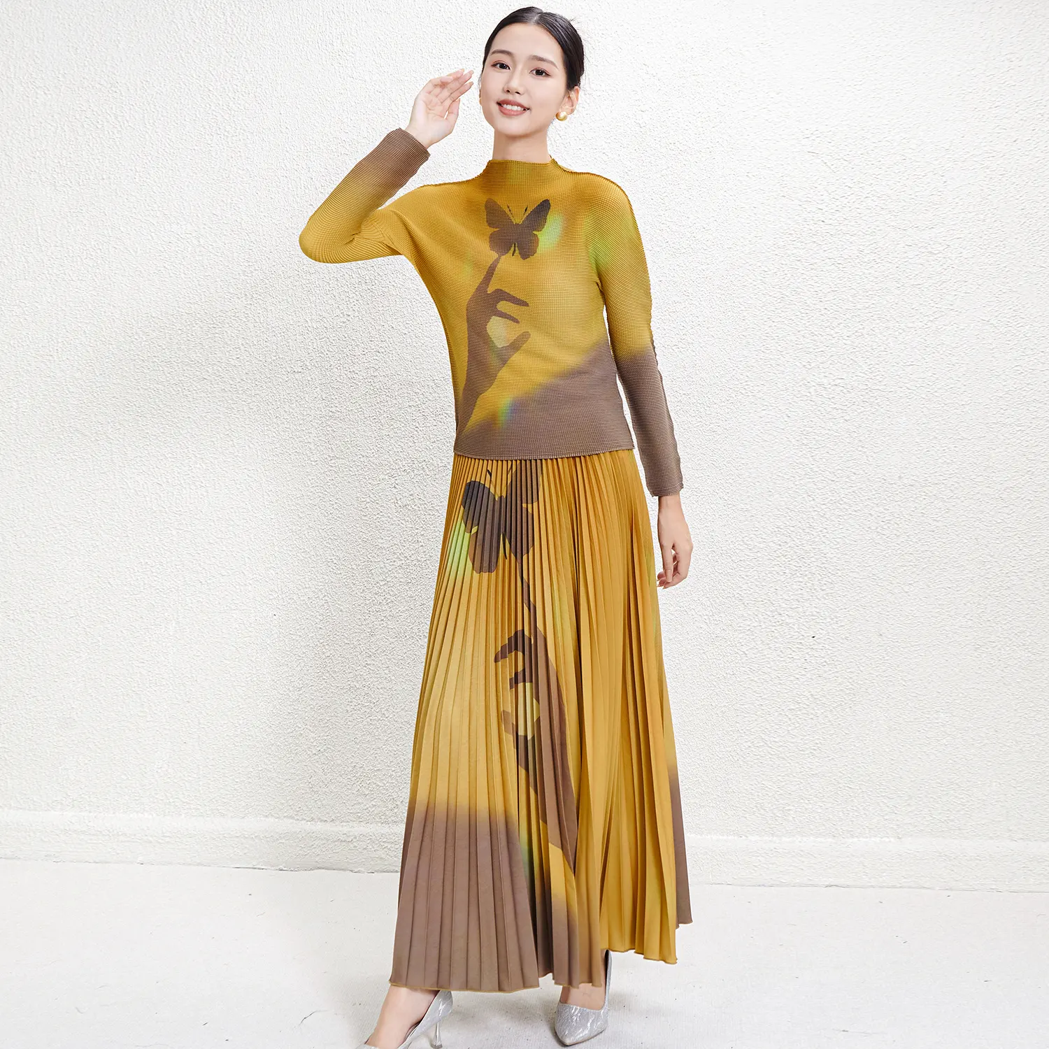 Pleated Short Gown 1038YH-1060+002C-1060 - - Pleats Clothing 4