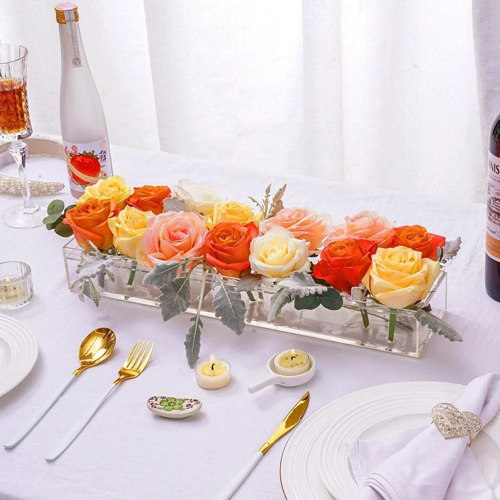 Customized Rectangular Acrylic Acrylic Flower Vases Box for Table Decorations 1