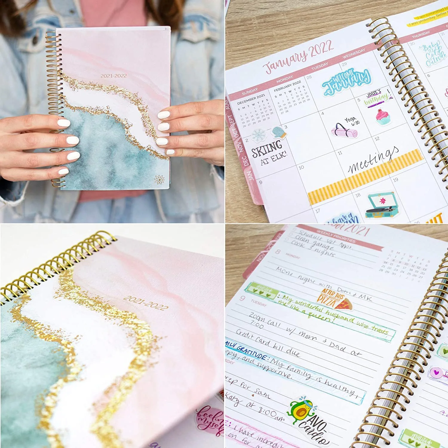 Spiral Calendar Notebook with Stickers Bookmarks-1 4
