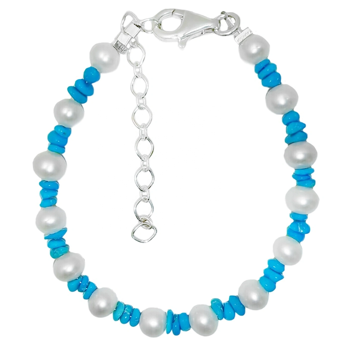 Women's Fashion Pearl Natural Sterling Treatment Turquoise Bracelet S925 Argentum Bracelet Cum Grana Argentea 1