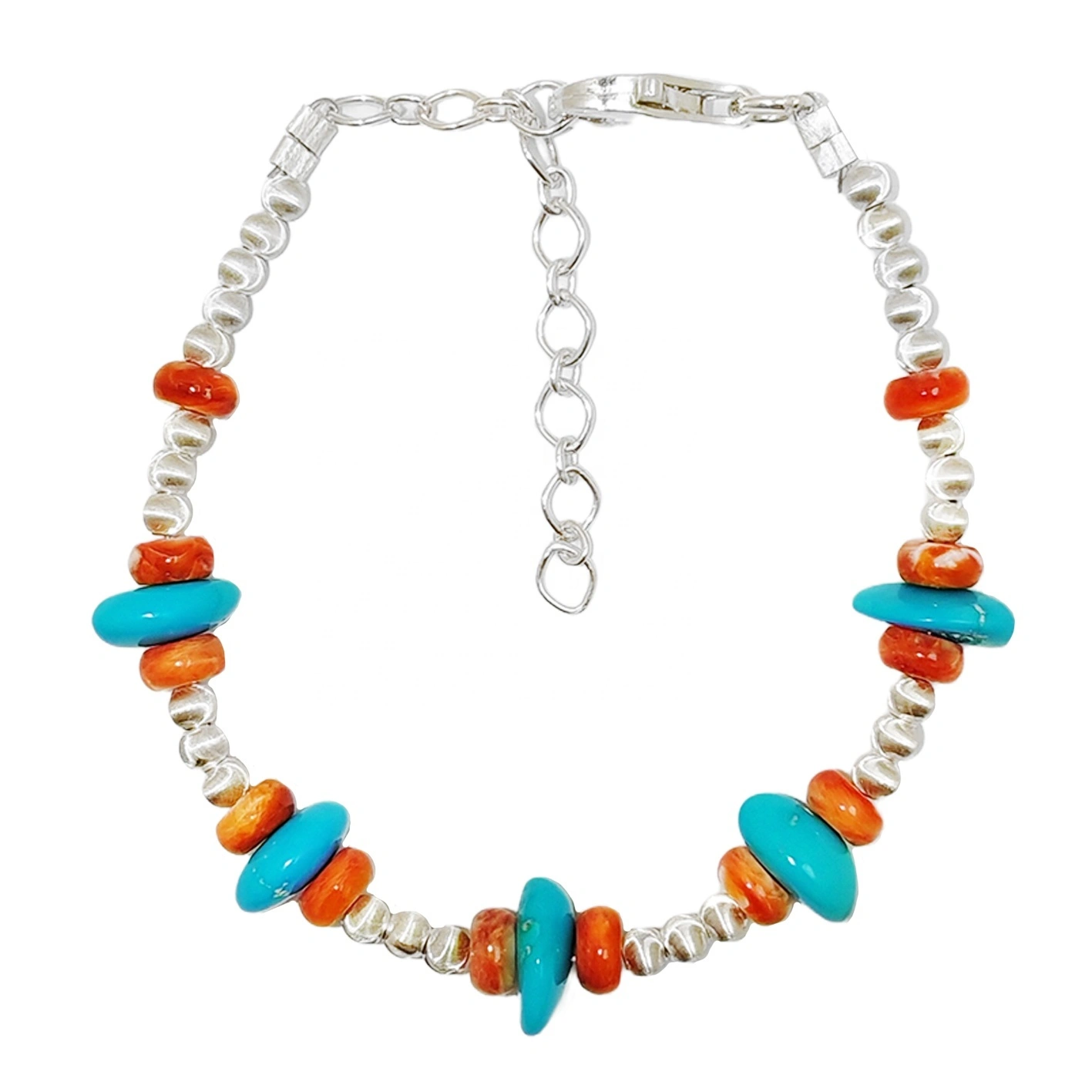 Natural Sterling Treatment Turquoise Fashion Jewelry Orange Spiny Oyster And S925 Silver Delicate Bracelet Healing Women's 1