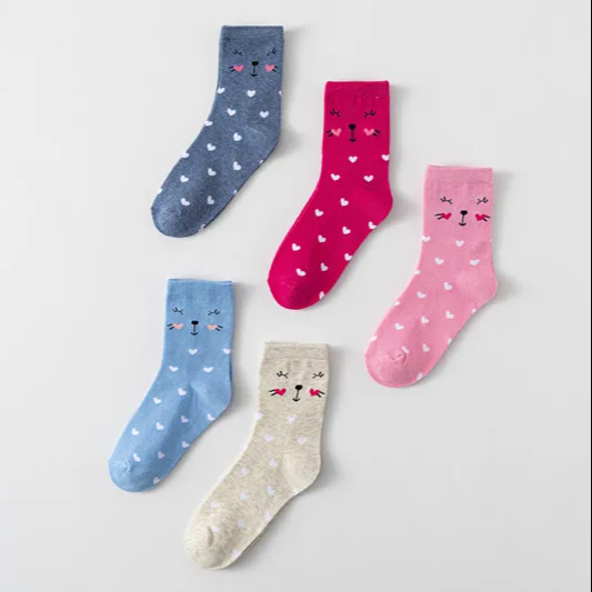 Chaussettes en coton pour enfants filles et garçons, motif chat mignon en forme de cœur, haute qualité, meilleur prix 1