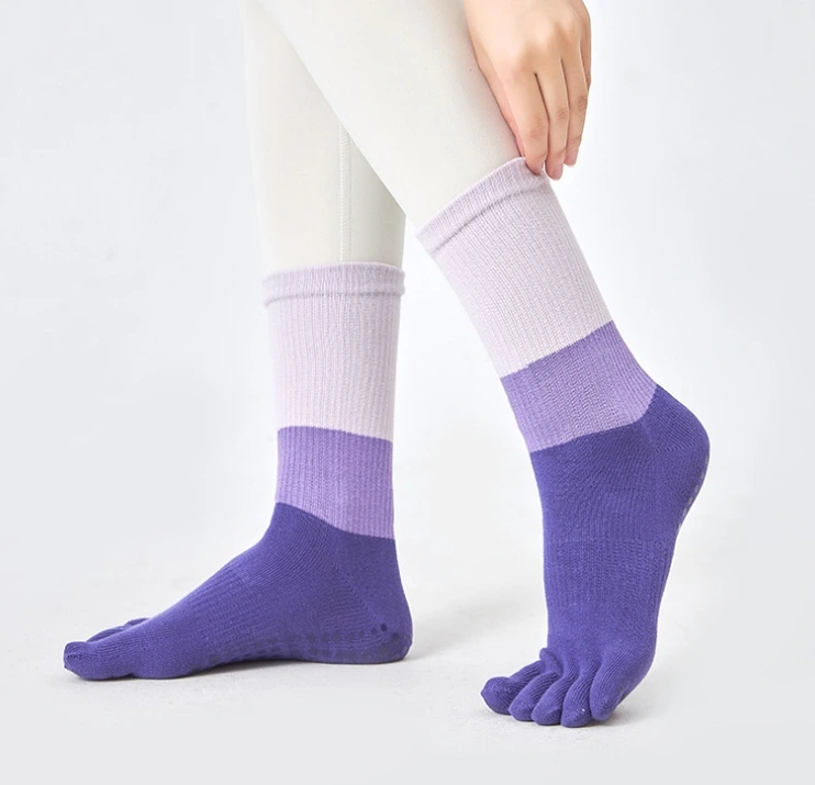La yoga de las mujeres al por mayor agarra calcetines no del resbalón para Pilates, tejido de algodón 1