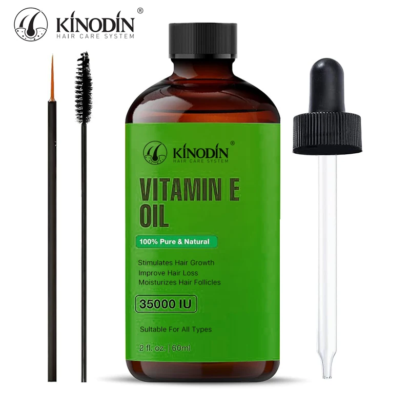 Óleo Capilar Orgânico de Alecrim e Rícino KINODIN para Crescimento e Cuidado do Couro Cabeludo – Tratamento 100% Puro com Vitamina E para Homens e Mulheres 1