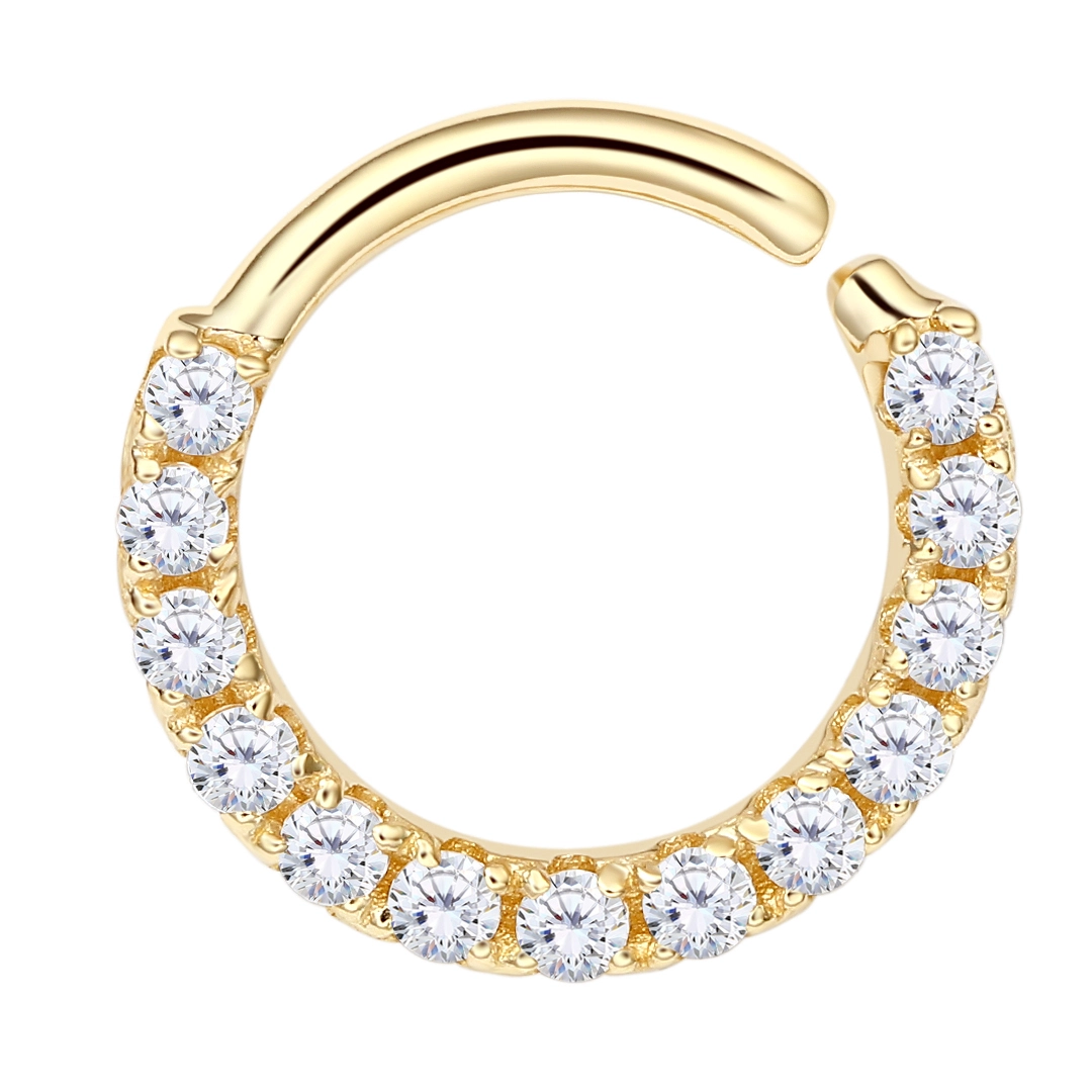 Eternal Metal 14k Solid Gold Frontside 5a Cz Paved Seamless Ring Ear & Nose Hoop Ring Navel &lip Piercing Jewelry 1