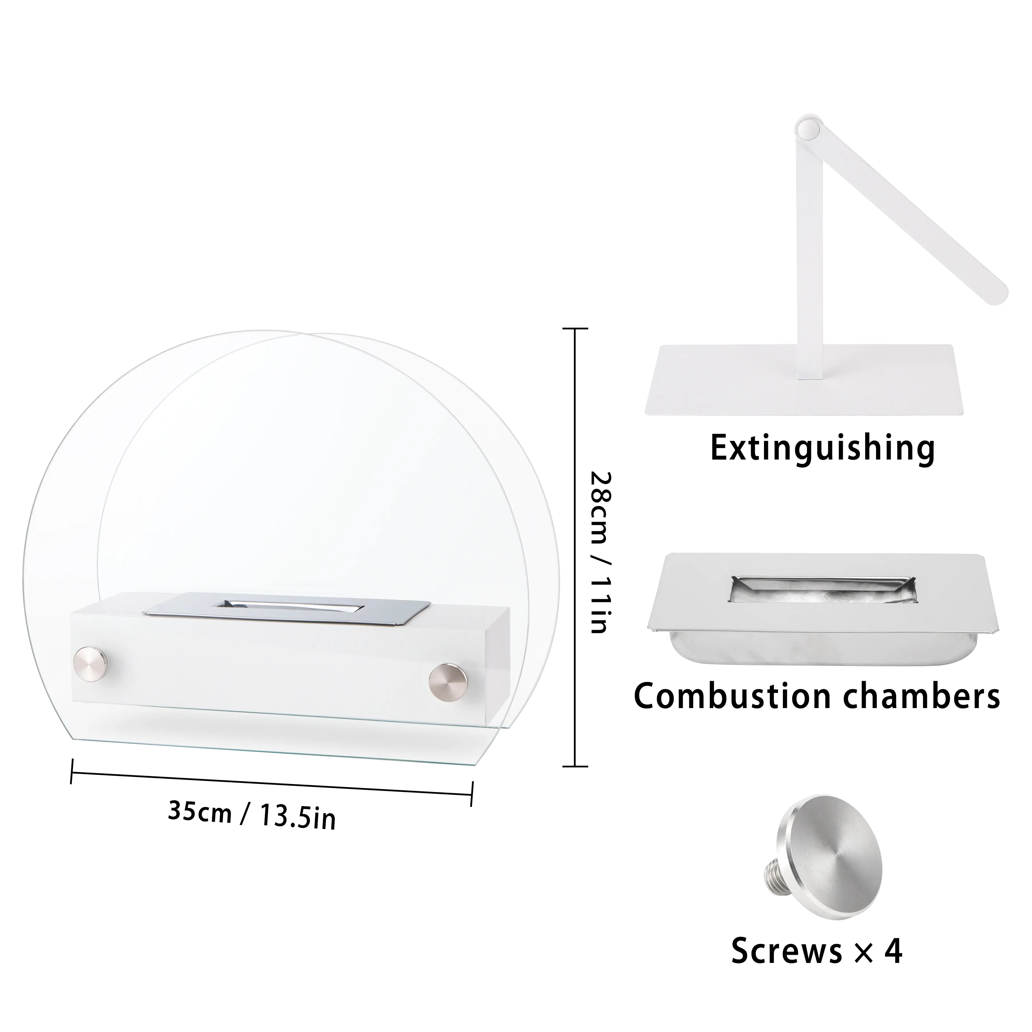 Table Top Bio Ethanol Fireplace White by NEW IMAGE 7