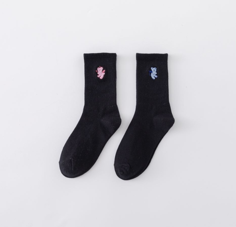 Customized Adult Socks - White Black Knitting Embroidery 1