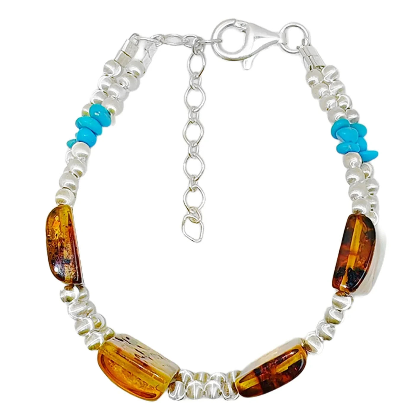 S925 Silver Natural Amber Bracelet With Natural Pearl Combination Bracelet Beautiful Women's Jewelry 1