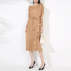 Auf Lager Schnelle Lieferung Hohe Qualität Mode Design Frauen Plissee Kleid Mit Gürtel Rüschen Casual Kleid Elegantes Kleid 2