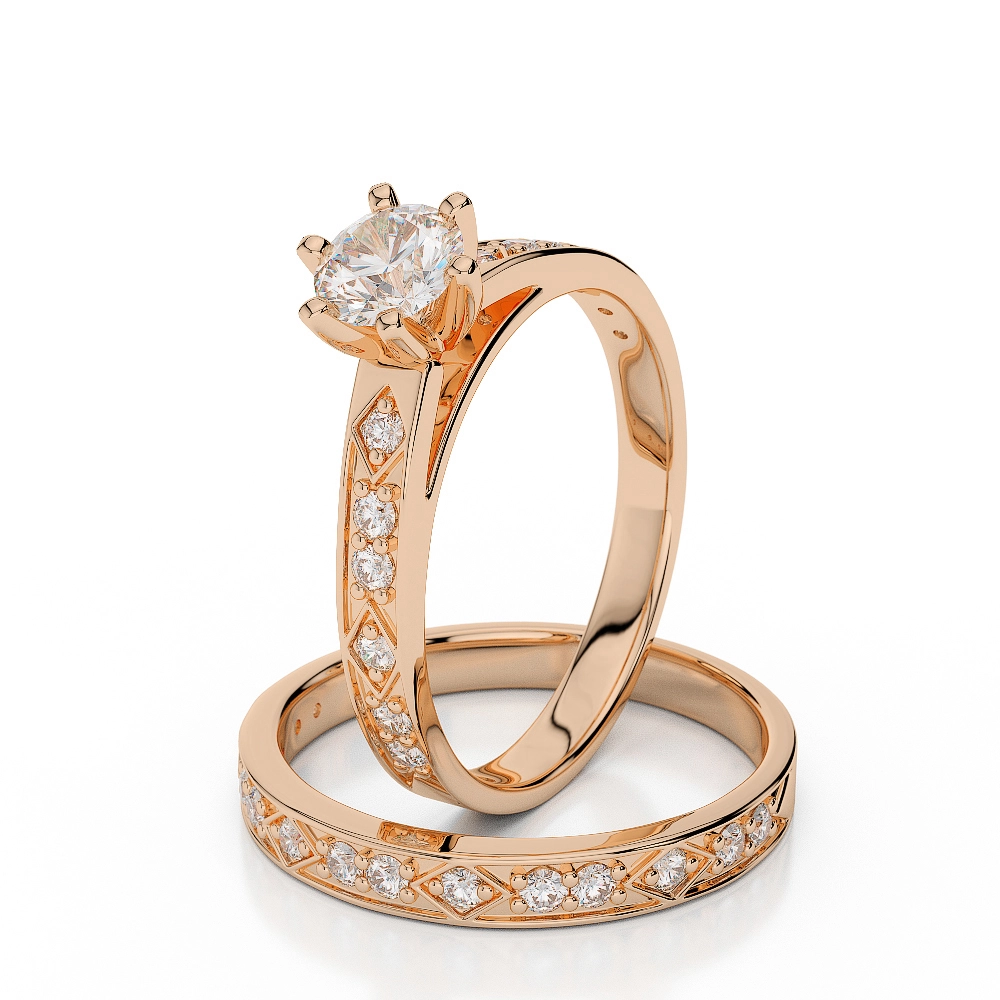Bague de fiançailles en or rose 14 carats avec diamants cultivés en laboratoire 1