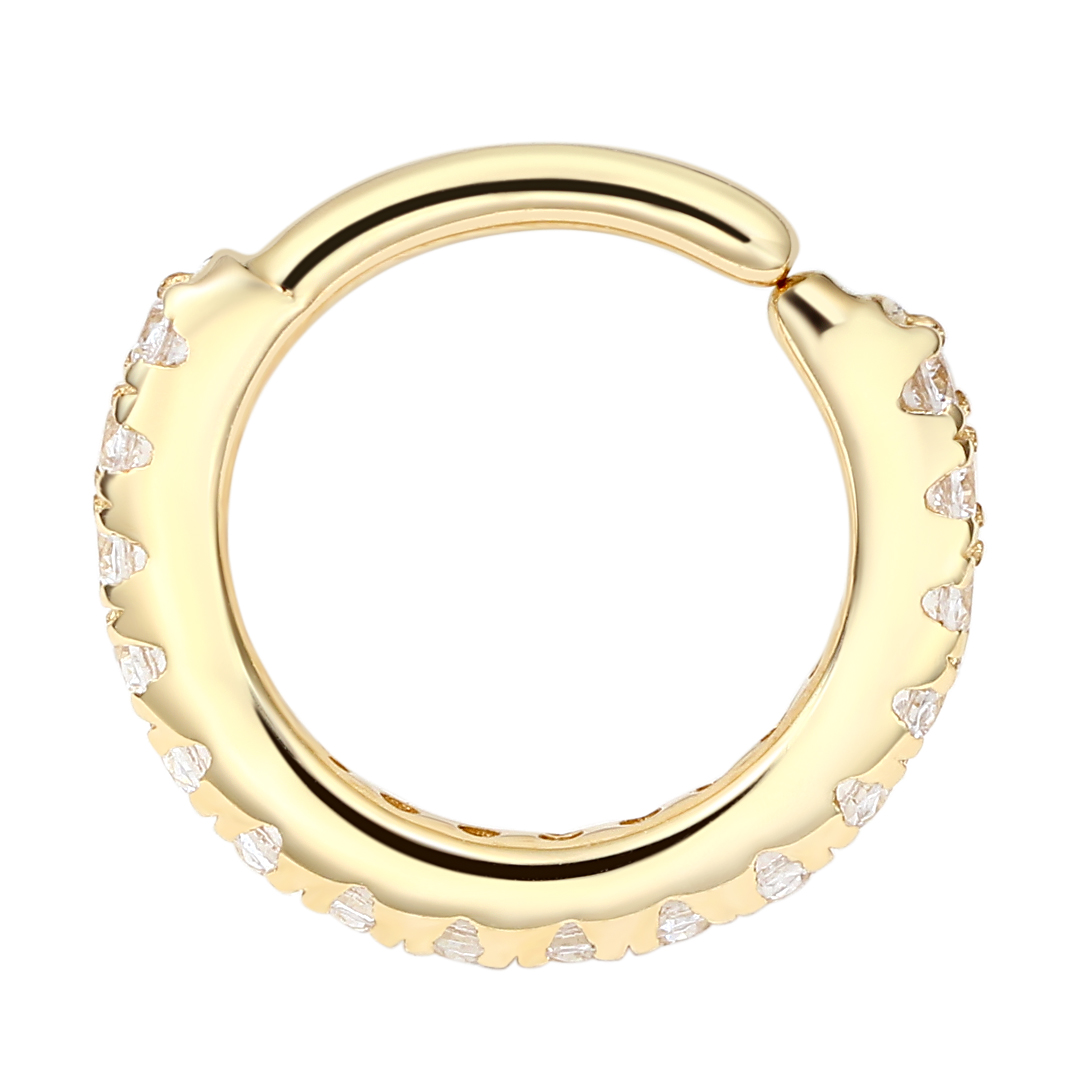 Eternal Metal 14k Solid Gold 5a Cz Forward Facing Ear <000000> Nose Hoop Ring Navel <000000>lip Piercing Seamless Ring Jewelry 6