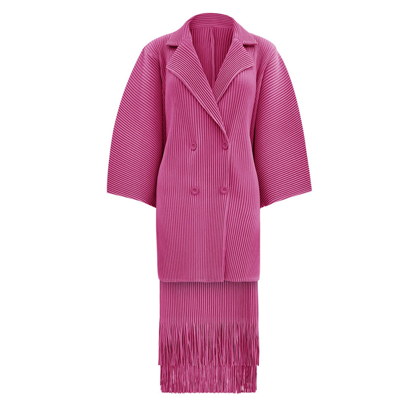 Vêtements pour femmes, vente en gros, costume plissé Miyake, taille unique, haut et jupe à franges, ensemble deux pièces, ensemble formel à la mode pour dames 2