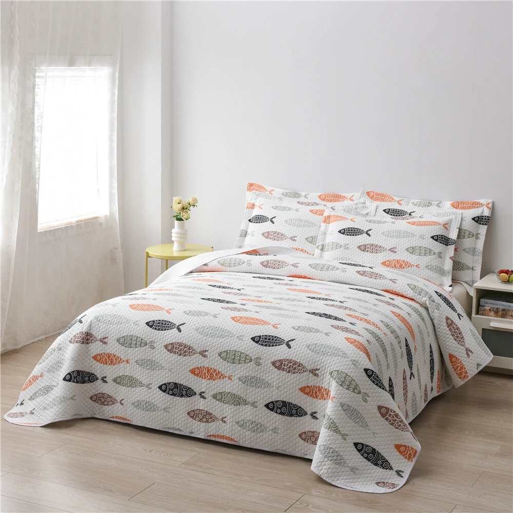 Couvre-lit en microfibre motif poisson 1