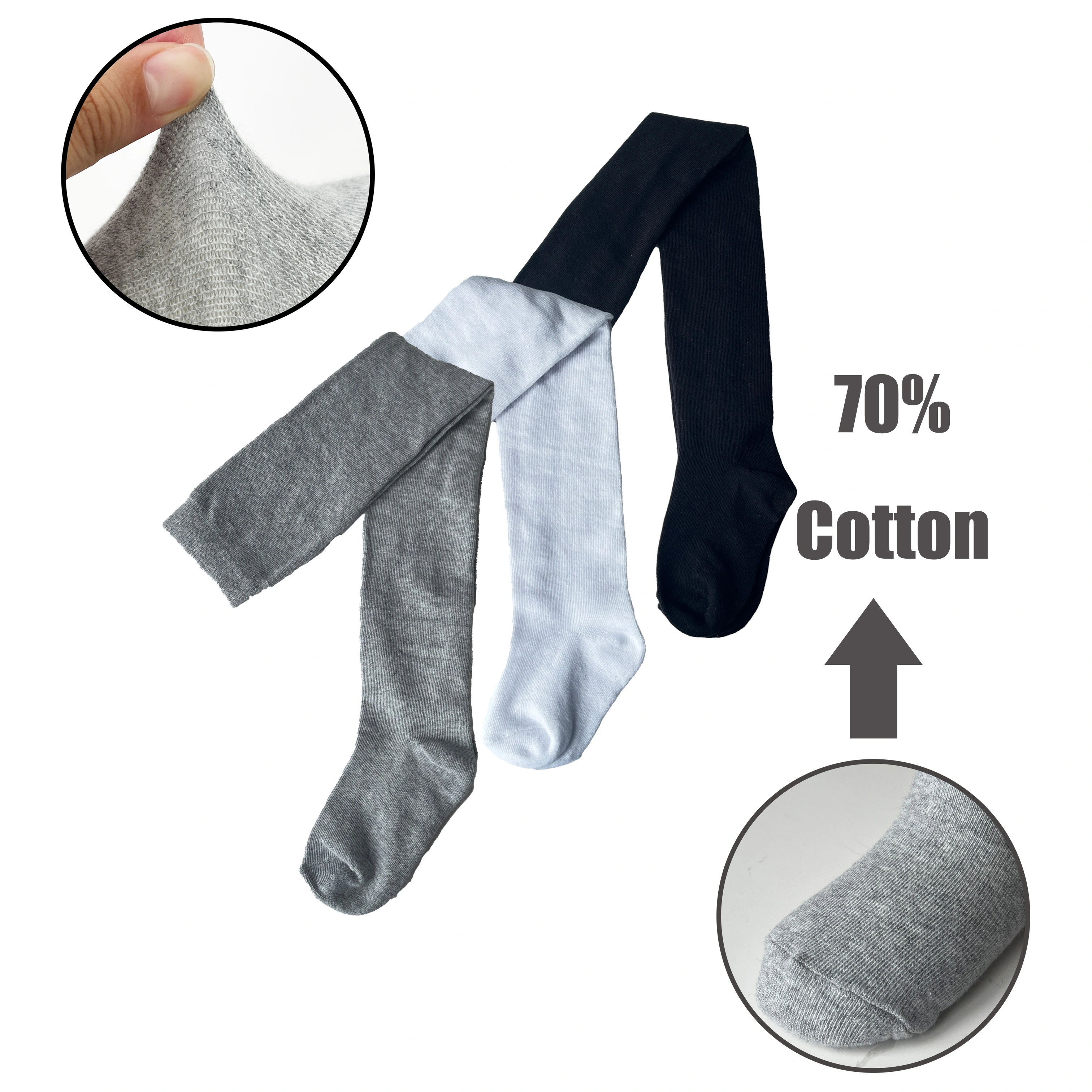 Collants faits sur commande de polyester d'enfants de gris blanc noir de taille faite sur commande pour des garçons de filles 1