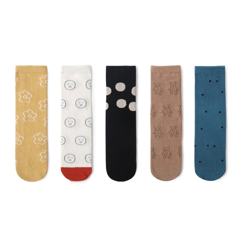 Custom Happy Face Kids Crew Socks with Thin Knitting 1