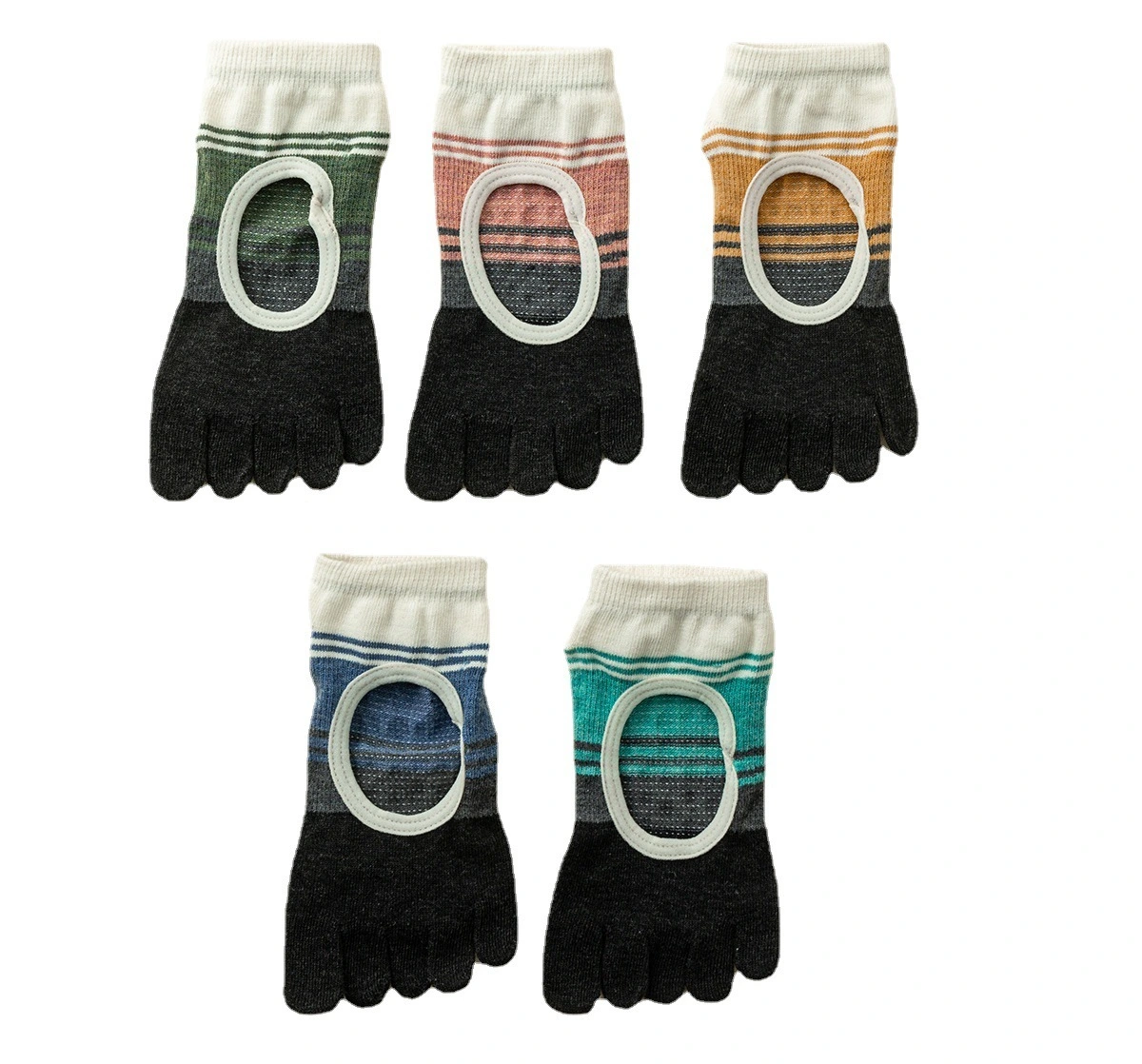 Colorful Yoga Ankle Anti-Slip 5-Toe Custom Logo Cotton Polyester Socks 1