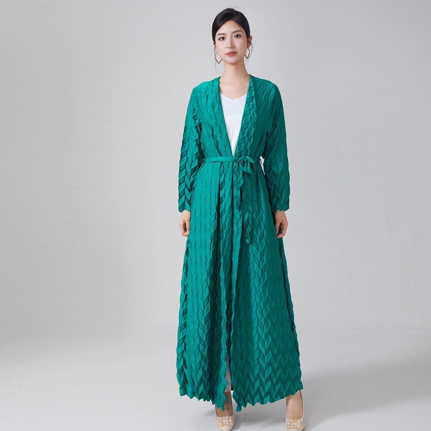 Abaya – manteau plissé en Polyester plissé de haute qualité pour femmes, taille libre, à la mode, avec Style de robe longue, dernière conception 2024 1