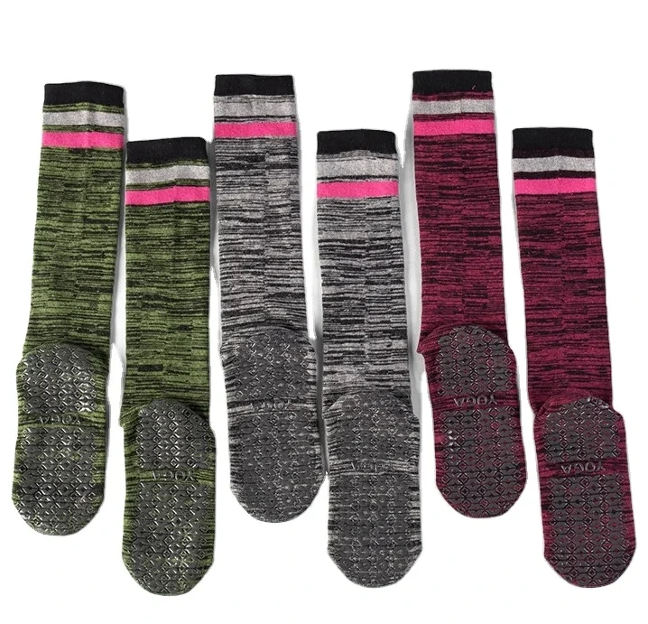 Custom Anti Slip Long Knitting Cotton Yoga Socks 1