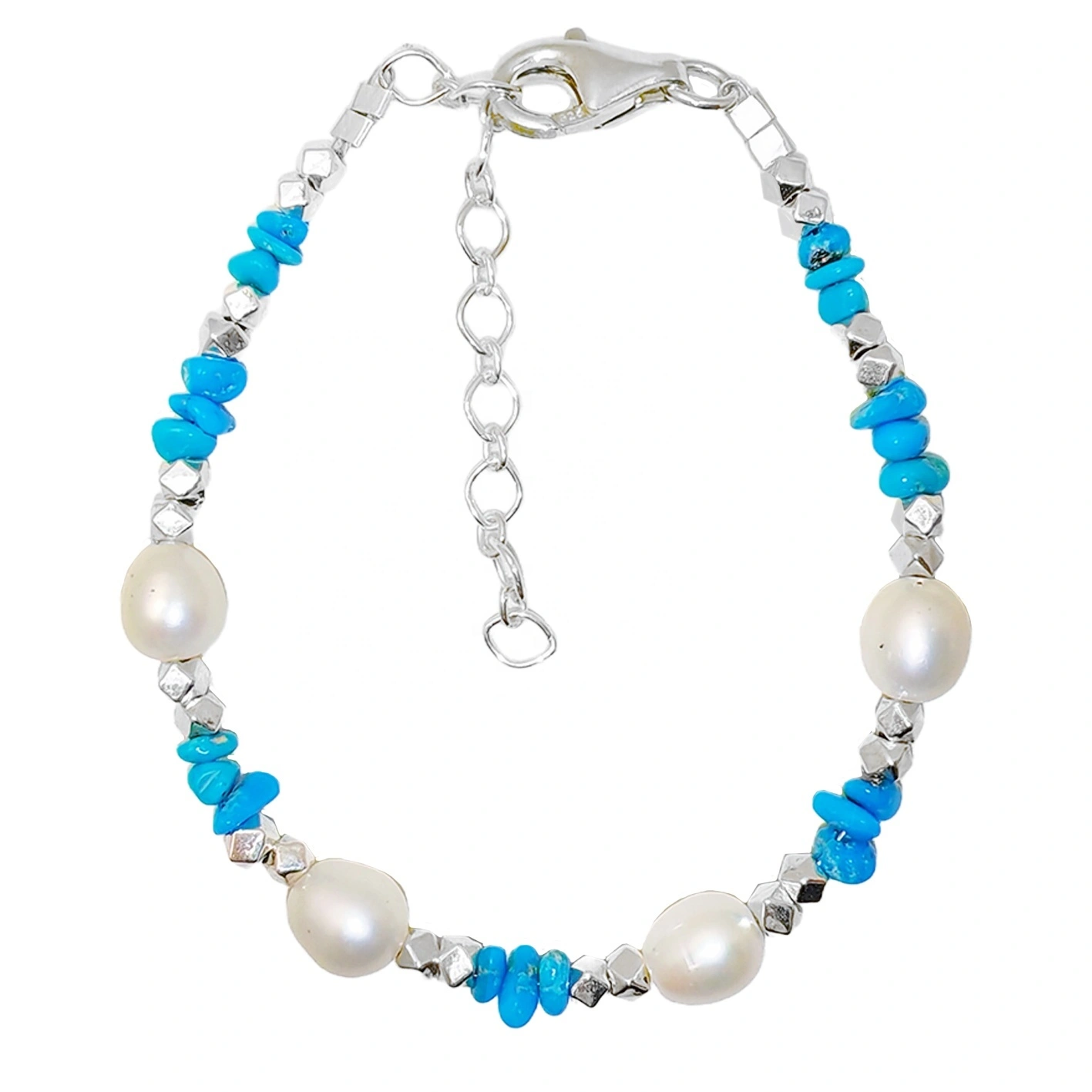 S925 Silver And Natural Amber Turquoise Free-shape Bracelet Beautiful Women's Jewelry Natural Jewelry Jewelry Design 1