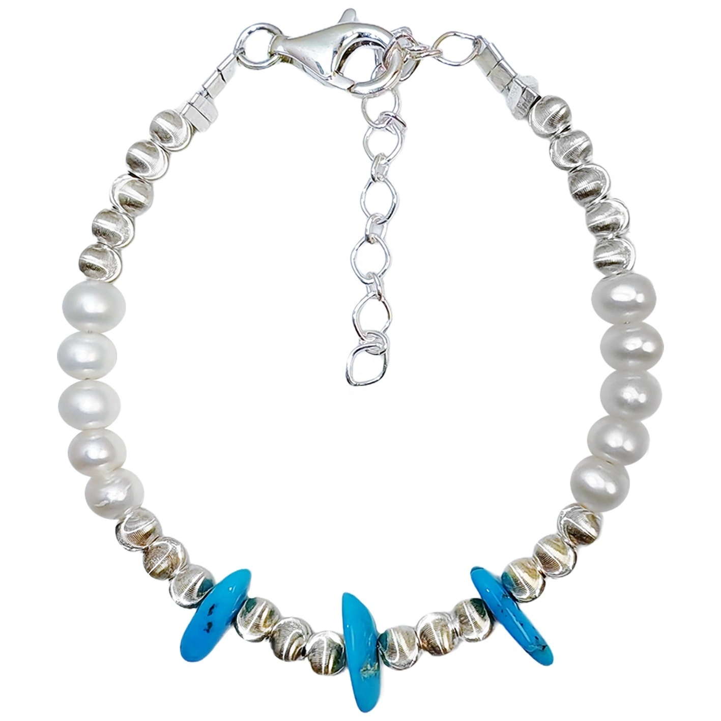 Natural Pearl & Turquoise Premium Women's Bracelet With Delicate S925 Silver Jewelry Original Bracelet Design Design e entsoeng ka letsoho 1