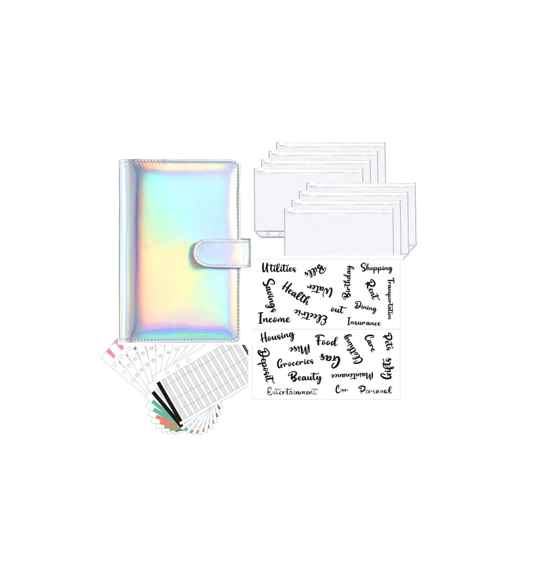 A6 Ensemble de carnets à budget en feuilles lâches avec 6 anneaux Bondage - Thème magique 1