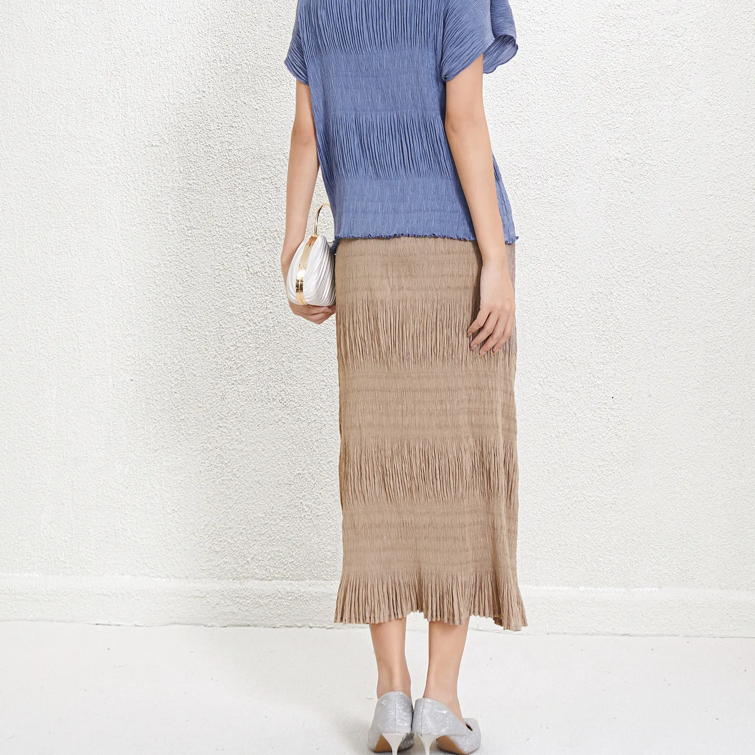 Pleated Gown with Sleeves Accept Customer Logo by Pleats Clothing 5