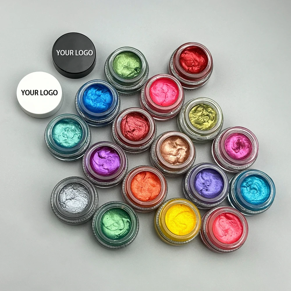 Mlm Custom Makeup Highlighter Cosmetic Private Label Body Shimmer Custom Logo Glitter Gel Glowing Cream Eyeshadow 1