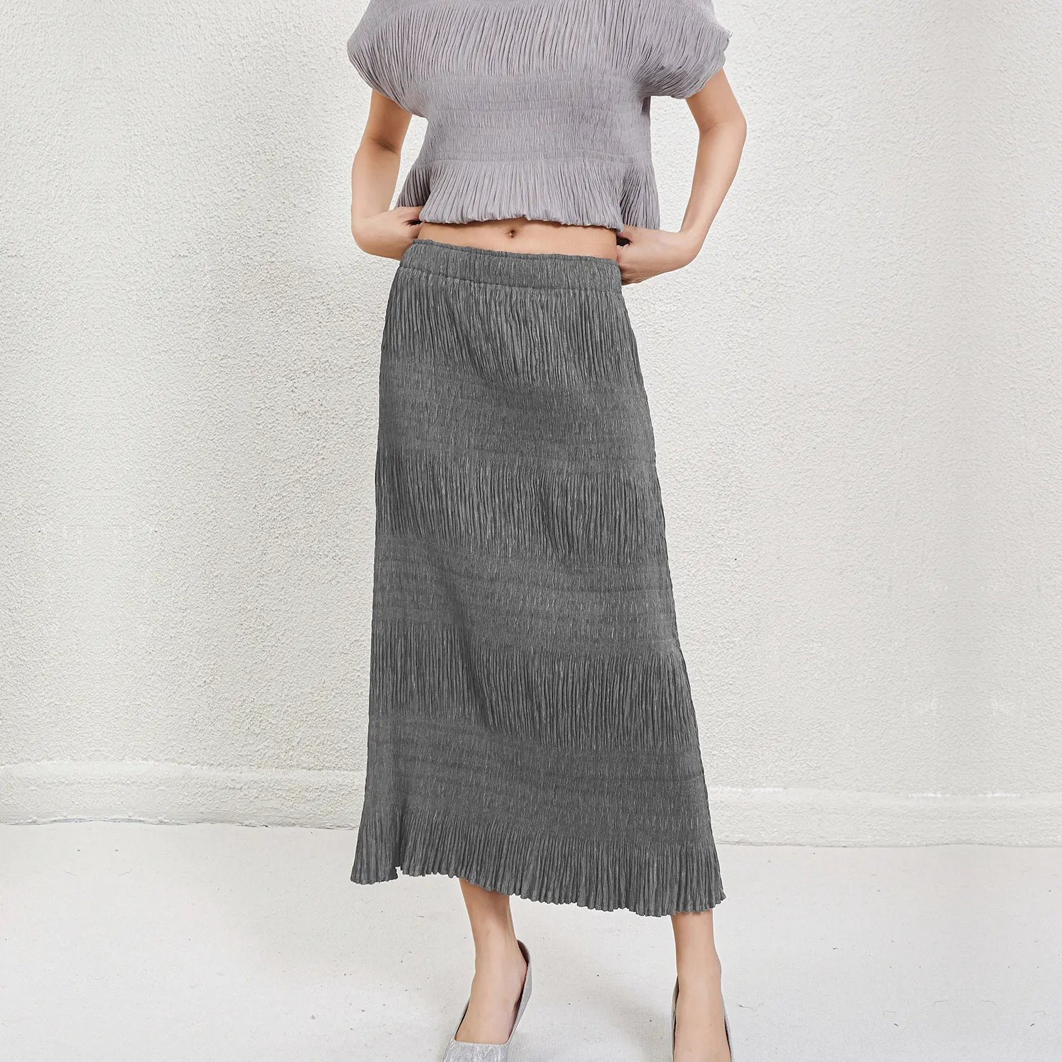 Pleated Gown with Sleeves Accept Customer Logo by Pleats Clothing 7