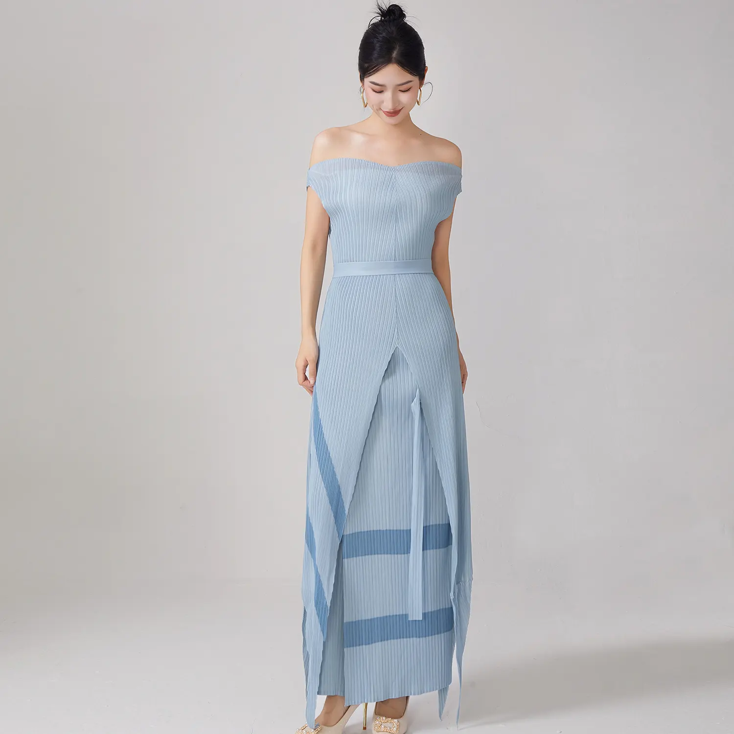 Pleated Tiered Ruffled Strapless Gown 7-10 Working Days - - Pleats Clothing 3