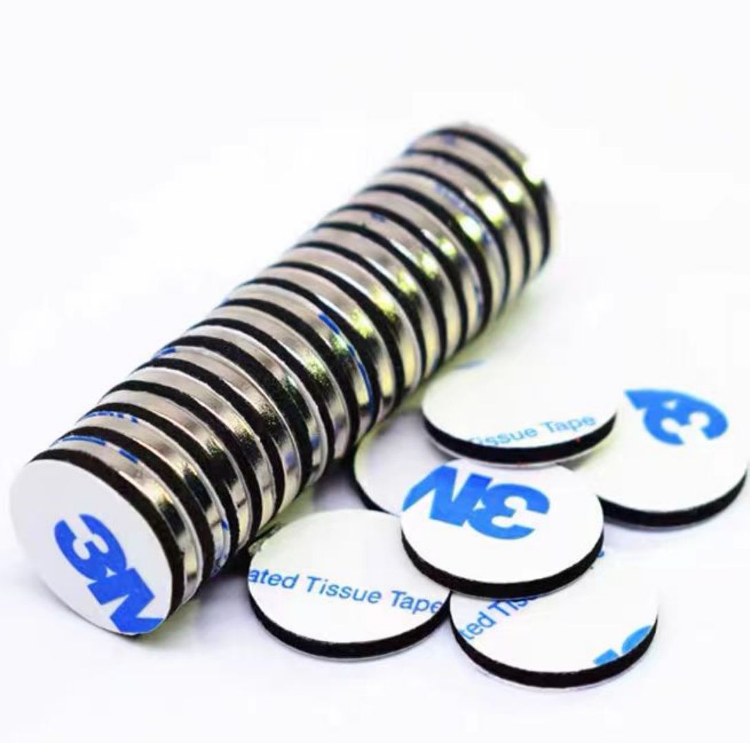 3M Self-Adhesive Rare Earth Magnets Backed Magnetic Permanent Block Round Disc N52 Super Strong Neodymium Adhesive Magnet Ndfeb 3