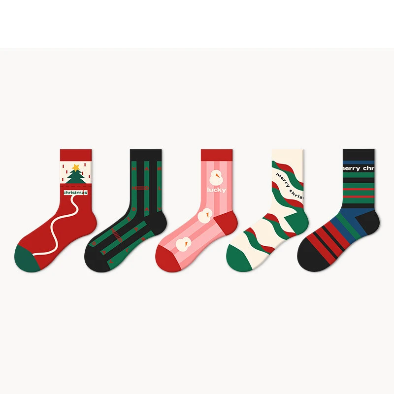 Custom Cotton Men Women Christmas Style Knitting Logo Socks 1