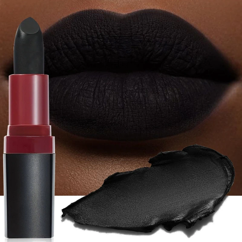 Mlm Custom Makeup Private Label Black Lipstick Moisturizing Matte Finish Bold And Elegant Lip Color 5g Lipstick Box Stick Brown 1