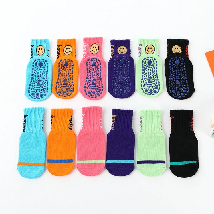Custom Happy Face Anti-slip Trampoline Socks for Kids and Adults 1
