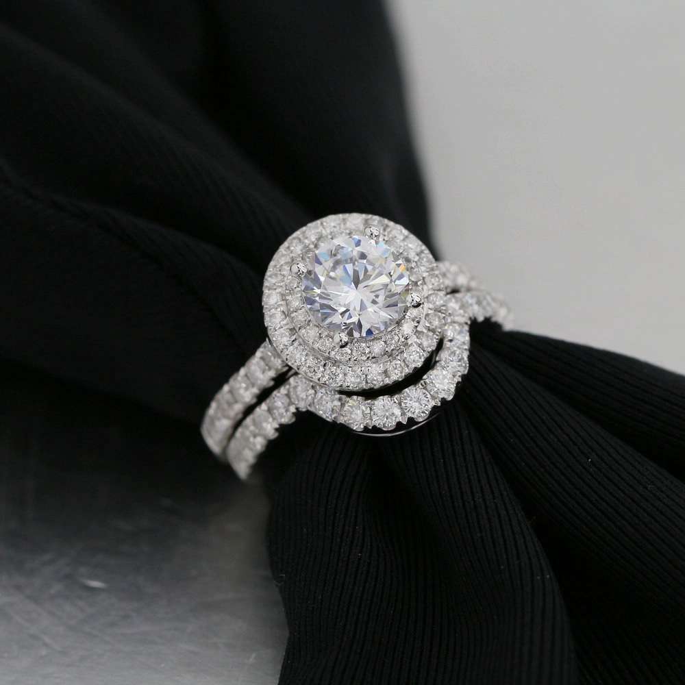 10K White Gold Round Cut Halo Engagement Ring with 2.2ct Lab Grown Diamond 1
