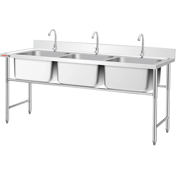 Commercial Freestanding Stainless Steel 3 Compartment Restaurant Kitchen Sink Work Table/single Double Triple Bowl Sink Bench 1