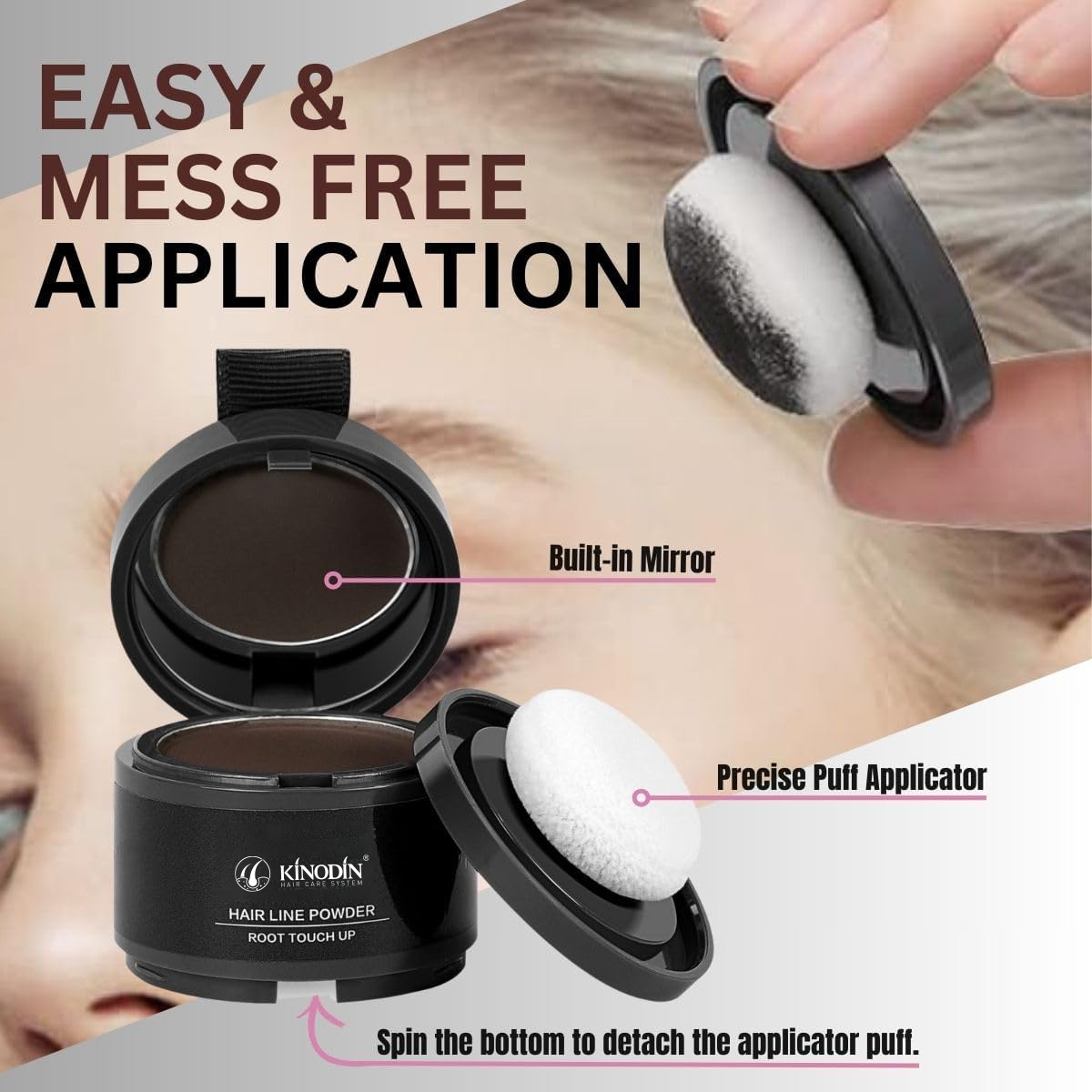 Private Label Hairline Shadow Powder untuk Concealer Akar Rambut dengan cermin dan Puff 4