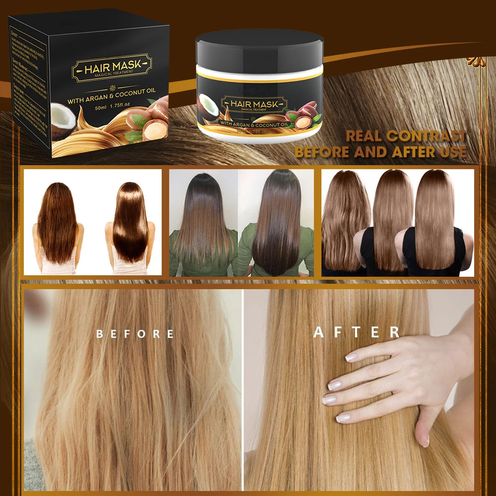 Mascarilla capilar orgánica a base de hierbas naturales para reparar el cabello largo 5