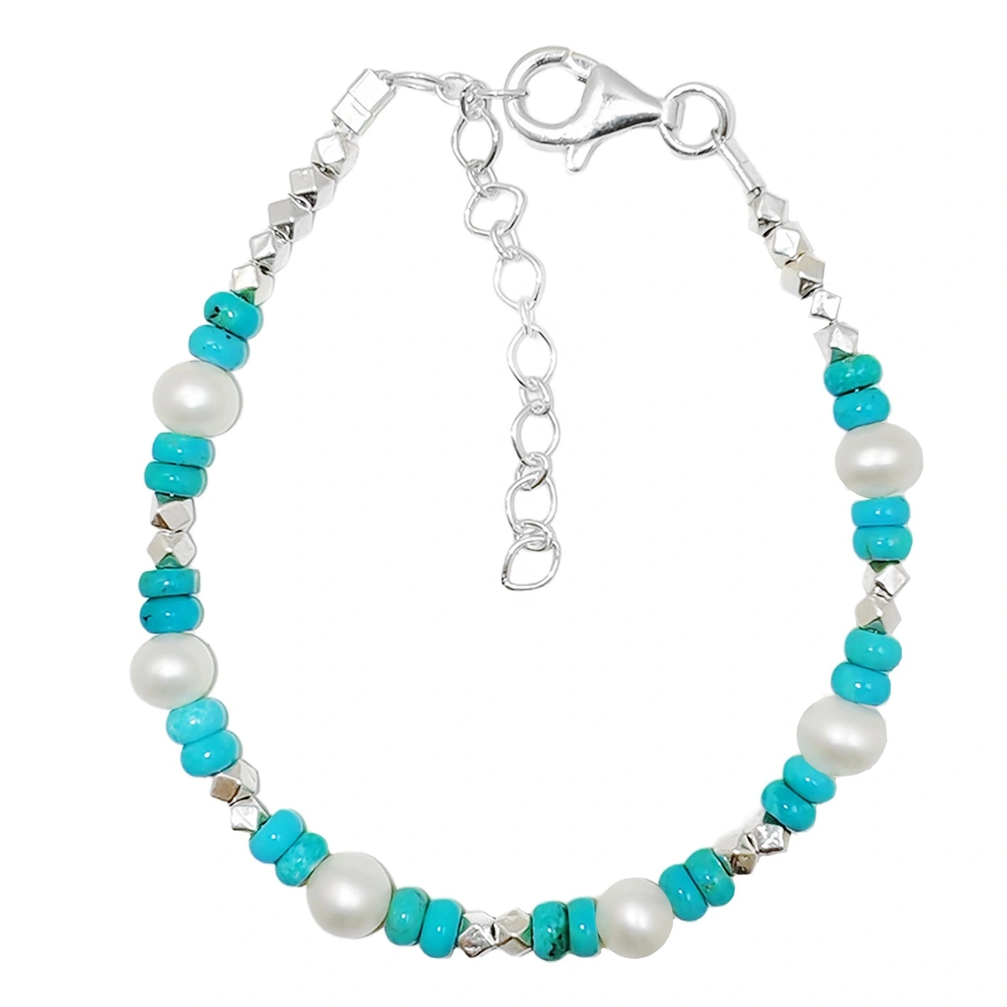 Hot Selling Beautiful Natural Sterling Treatment Turquoise Premium Amber Silver Bracelet Gift Preferred Fine Jewelry 1