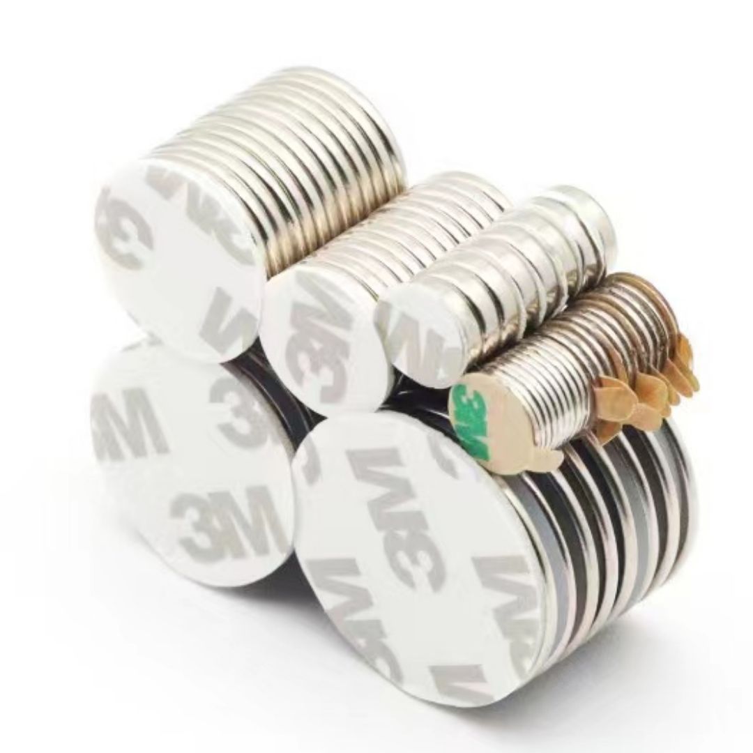 3M Self-Adhesive Rare Earth Magnets Backed Magnetic Permanent Block Round Disc N52 Super Strong Neodymium Adhesive Magnet Ndfeb 6
